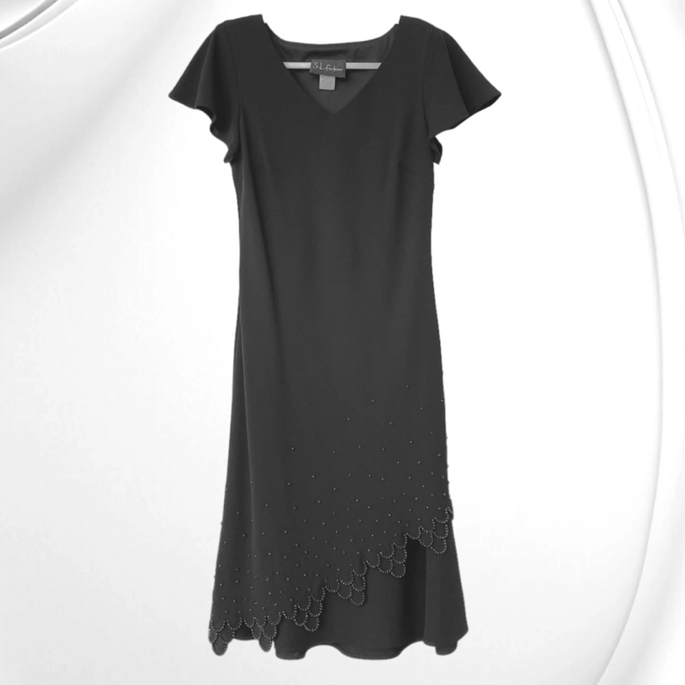 Black Beaded Dress by SL Fashion